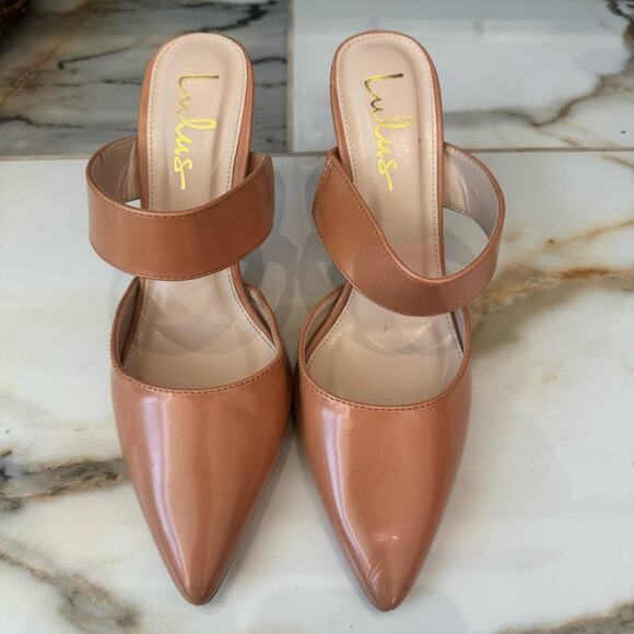 Lulus Women’s Pointed Toe Heels Slides Mules Tan Size 9 - Picture 2 of 7